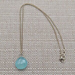 16 Inches Gold Plated Over Sterling Silver Faux Stone Necklace A4221